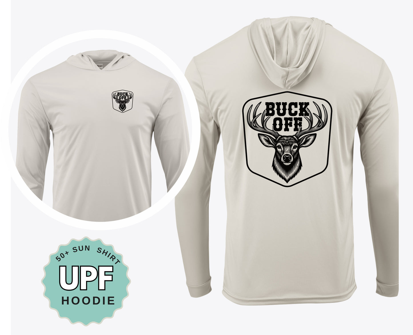 Buck Off Hunting Shirt – UPF 50+ Performance Crew or Hoodie
