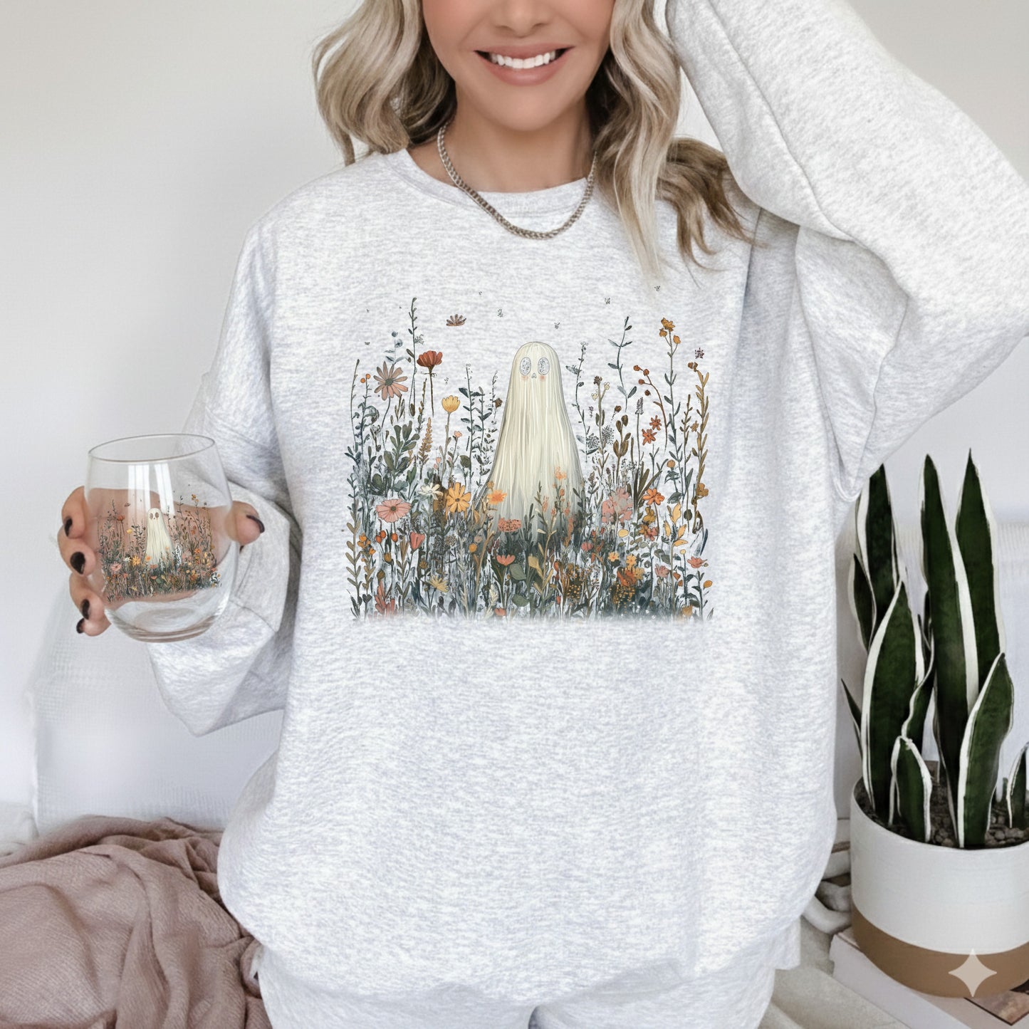 Ghost in Wildflowers Wine Glass Combo Set
