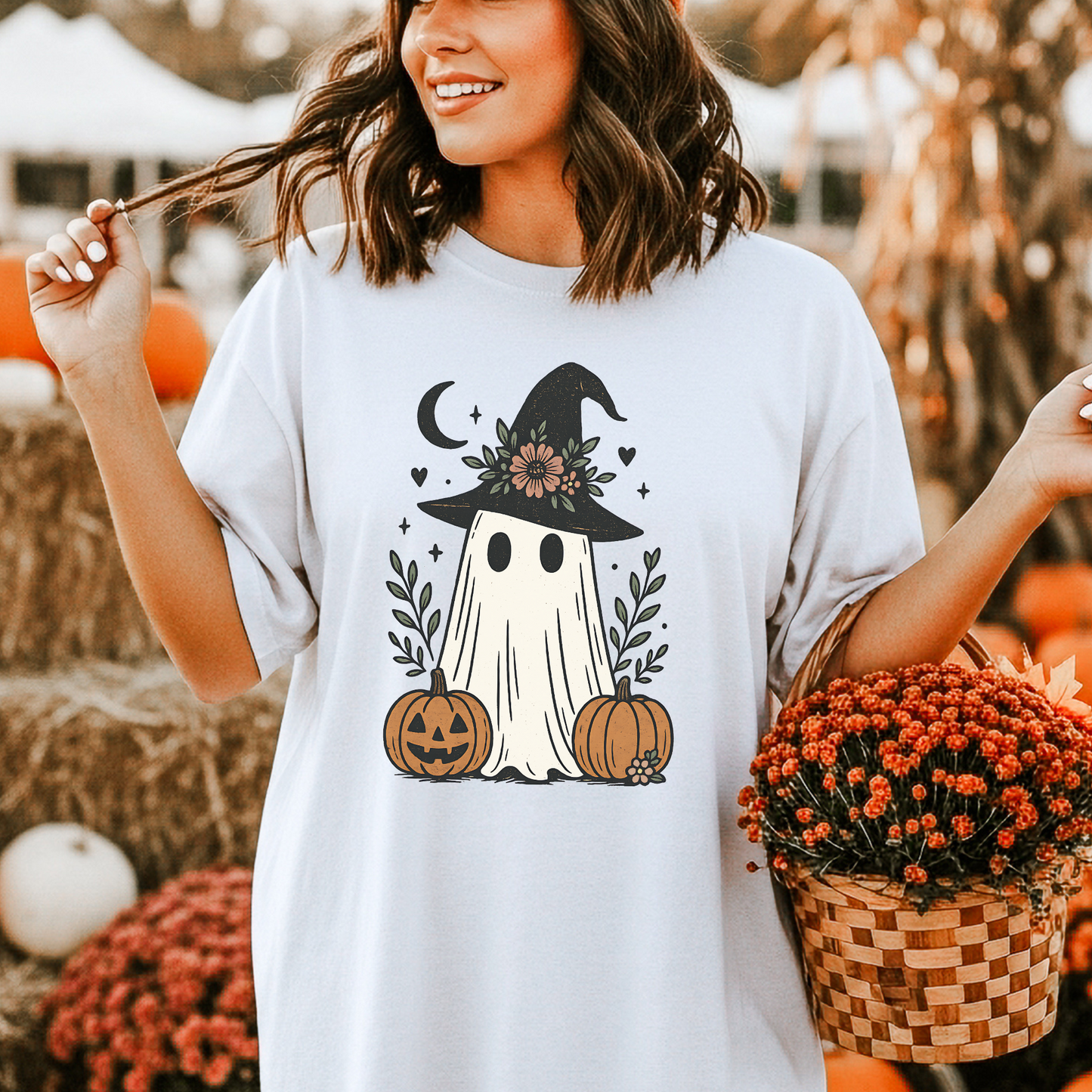 Witchy Ghost and Pumpkins Shirt