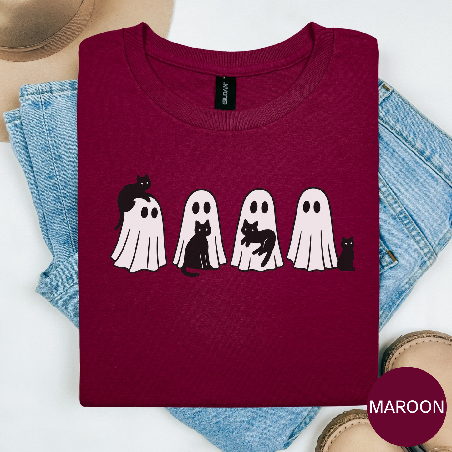Ghosts and Cats Halloween T-shirt