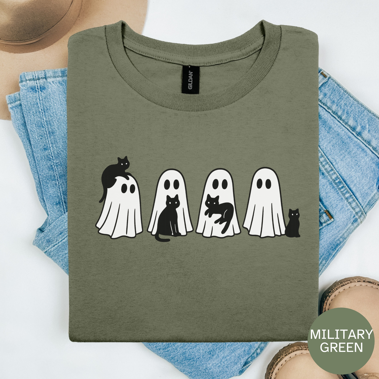 Ghosts and Cats Halloween T-shirt