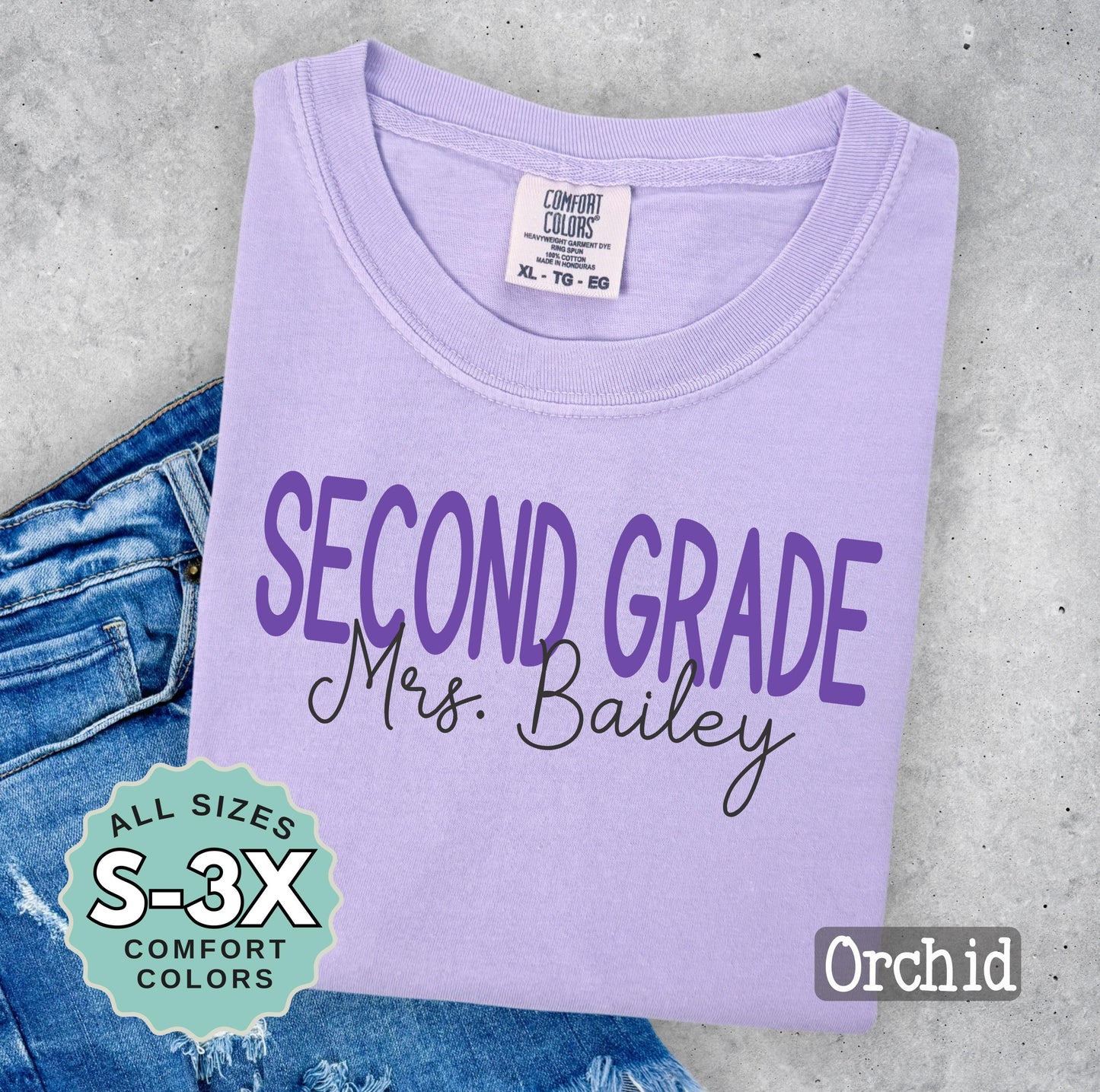 Personalized Second Grade Teacher Shirt: Comfort Colors Cotton Tee