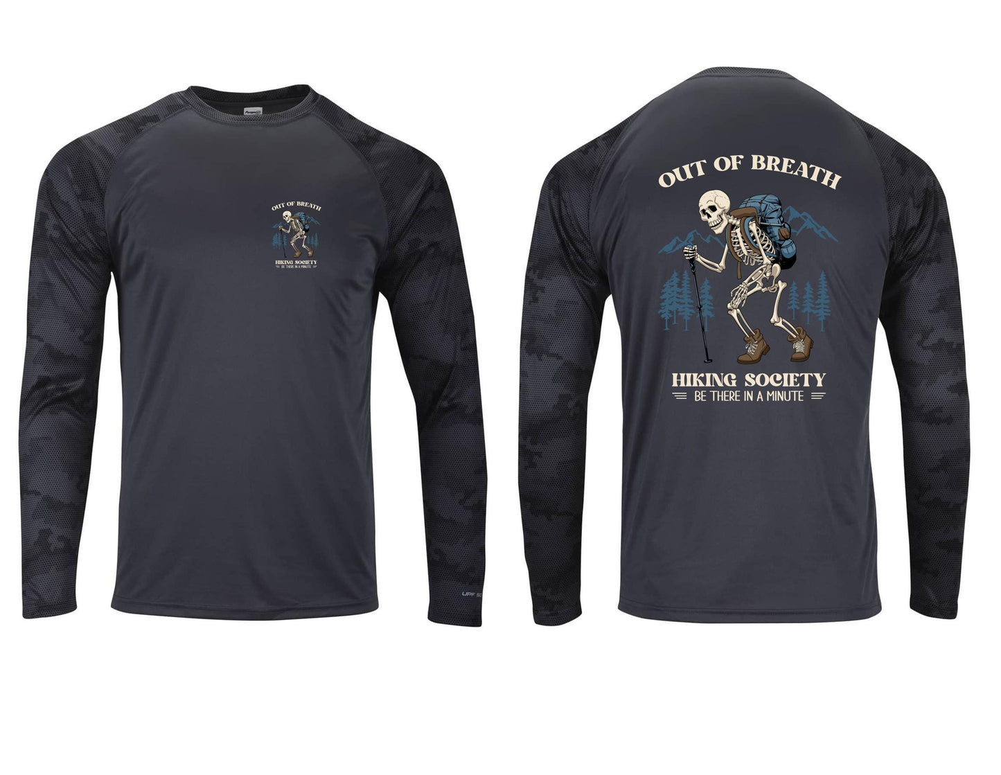 Out of Breath Hiking Society Skeleton Camo Hiking Sun Shirt: UPF 50+ Long Sleeve