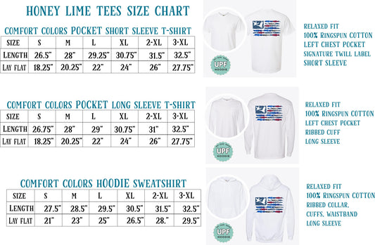 Fishing Flag Shirt Comfort Colors Pocket Tee Patriotic Long Sleeve or Hoodie
