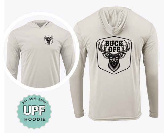 Buck Off Hunting Shirt, UPF 50 Sun Protection, Moisture-Wicking (Crew or Hoodie)