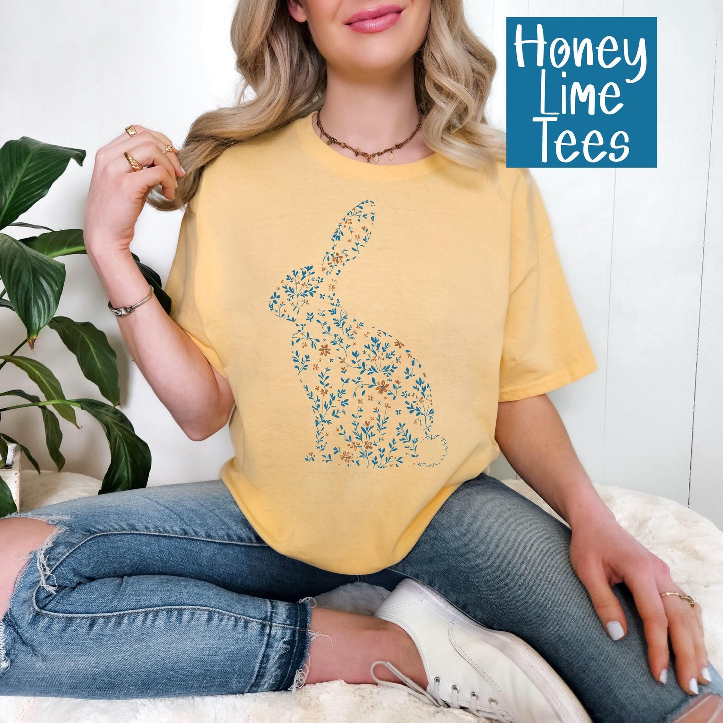Floral Bunny T-Shirt: Womens Graphic T-shirt
