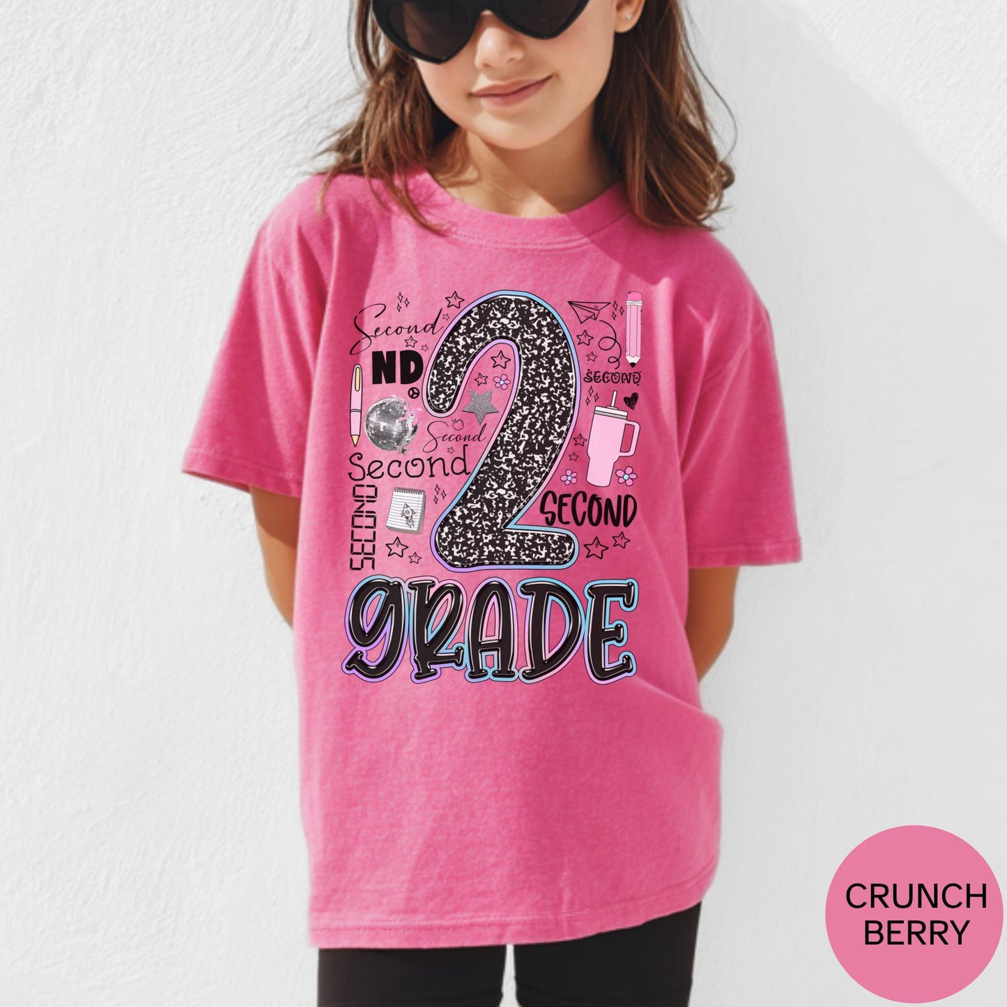 Second Grade Girl Shirt Back to School Tee 2nd Grade First Day Outfit for Daughter Cute Kids T-Shirt, School Photos, Gift for Second Grade