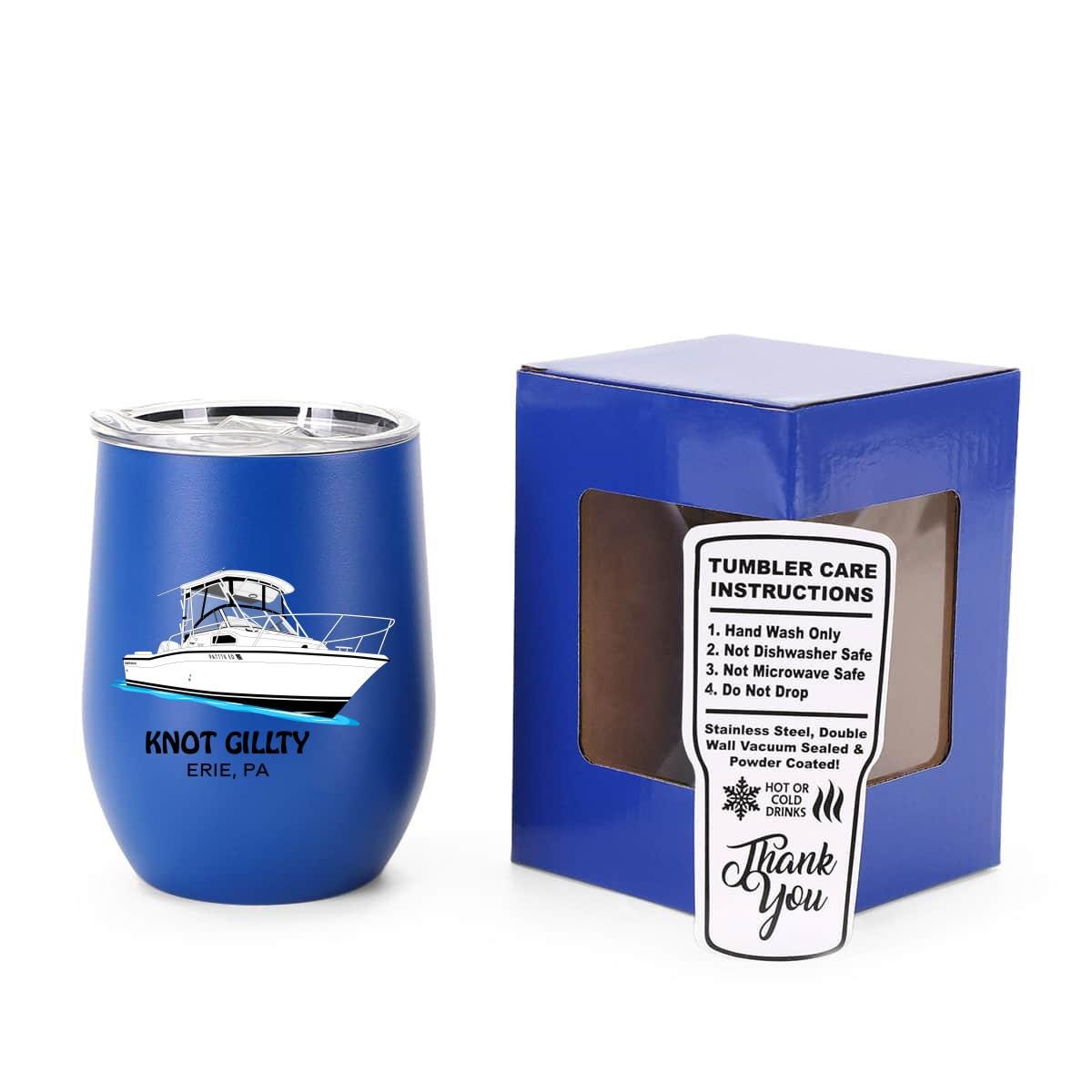12 oz insulated wine tumbler custom logo boating cup stainless steel boat drinkware gift with lid