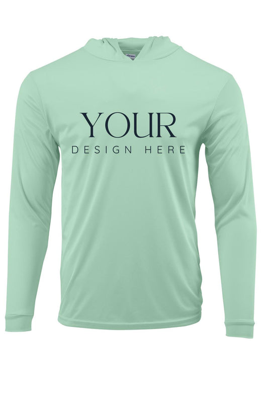 Custom UPF 50 long sleeve sun hoodie shirt moisture wicking quick dry breathable lightweight top UV protection with your logo Youth, Toddler