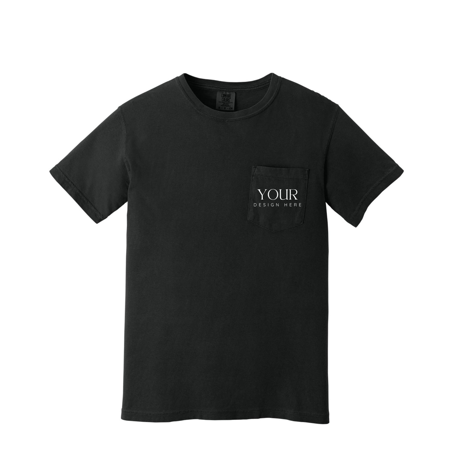 Comfort Colors 6030 Custom Pocket T-Shirt, Upload Your Logo, Personalized Business Shirt, Front Back Logo Tee