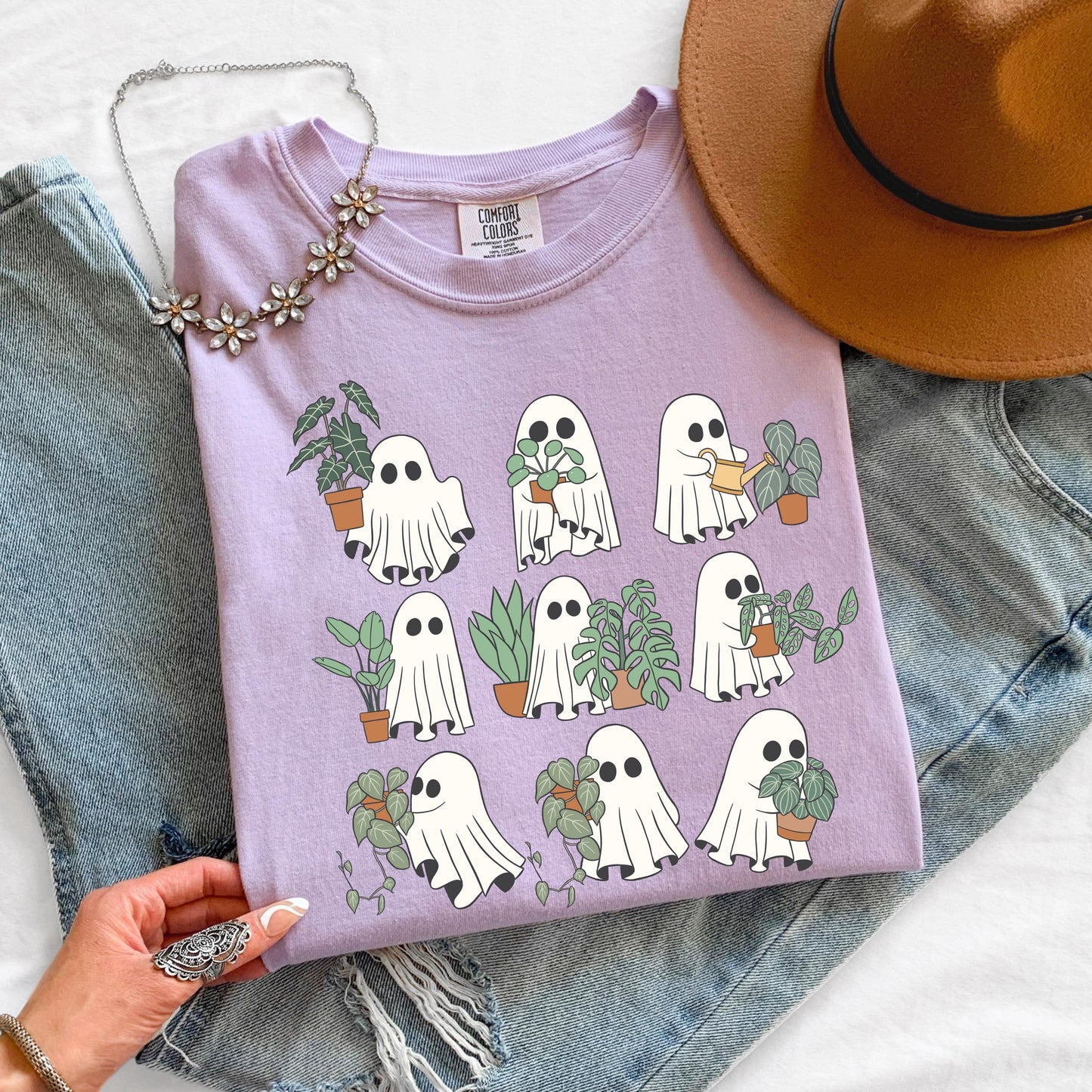 Cute Ghost Plant Shirt, Ghost Halloween Shirt, Plant Lover Tee, Spooky Ghost Graphic Tee, Comfort Colors Ghost Shirt