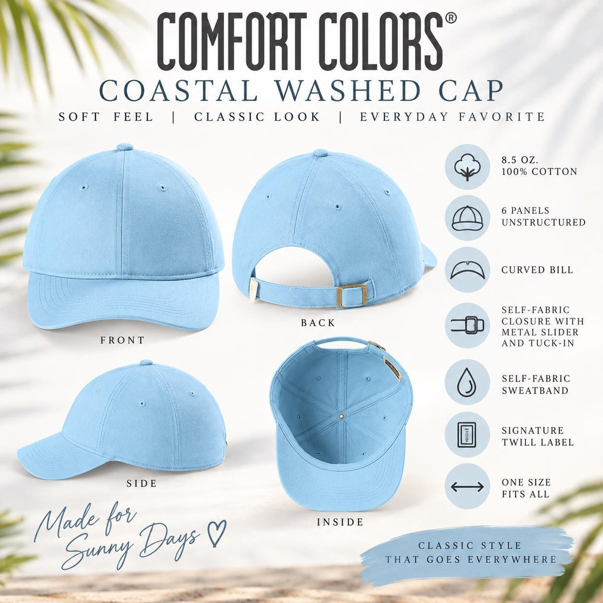 Custom Logo Hat, Coastal Washed Personalized Comfort Colors Cap, Custom Text Baseball Hat, Add Your Logo Artwork Photo or Image, Custom Cap