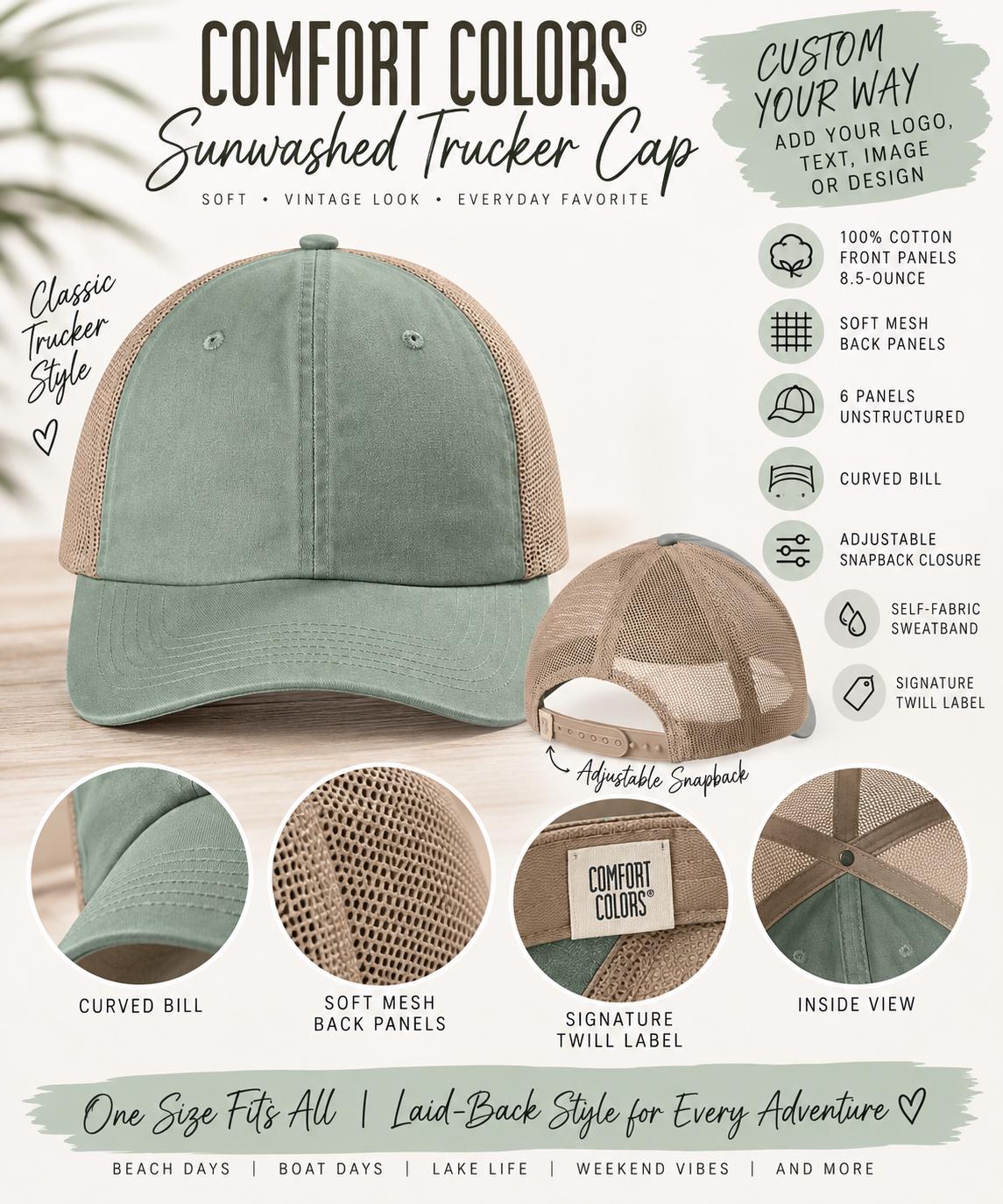 Sunwashed Trucker Hat, Personalized Boat Hat, Custom Boat Drawing Cap, Boat Photo Hat, Custom Boat Artwork, Boat Owner Gift