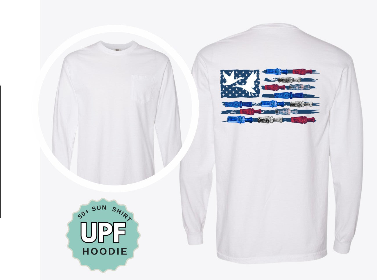Fishing Flag Shirt Comfort Colors Pocket Tee Patriotic Long Sleeve or Hoodie