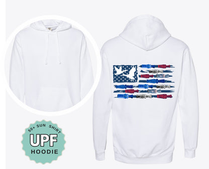 Fishing Flag Shirt Comfort Colors Pocket Tee Patriotic Long Sleeve or Hoodie