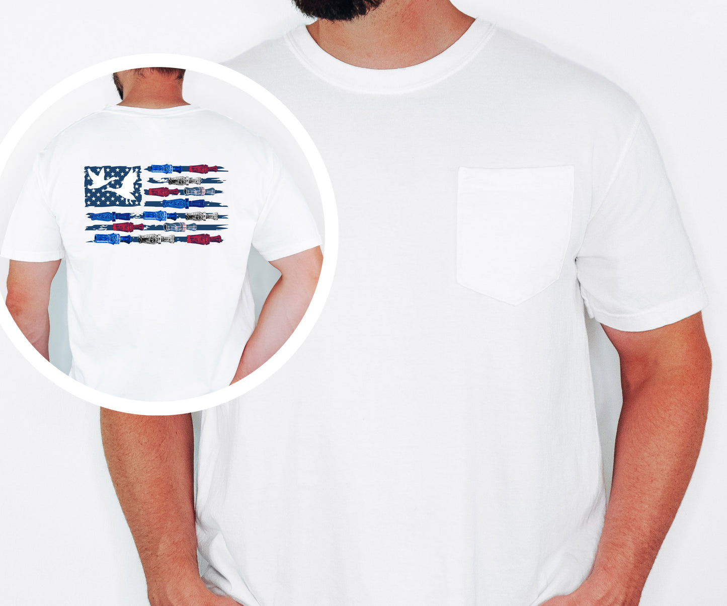 Fishing Flag Shirt Comfort Colors Pocket Tee Patriotic Long Sleeve or Hoodie