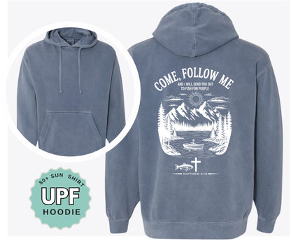 Come Follow Me Fishing Shirt Comfort Colors Pocket Tee and Faith Outdoor Hoodie