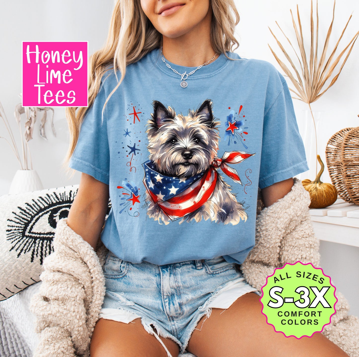 Cairn Terrier Patriotic Dog Breed Shirt for 4th of July