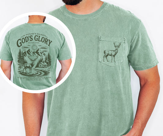 Christian Deer God's Glory Pocket T-shirt