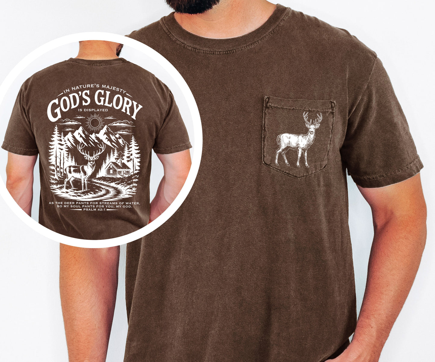 Christian Deer God's Glory Pocket T-shirt