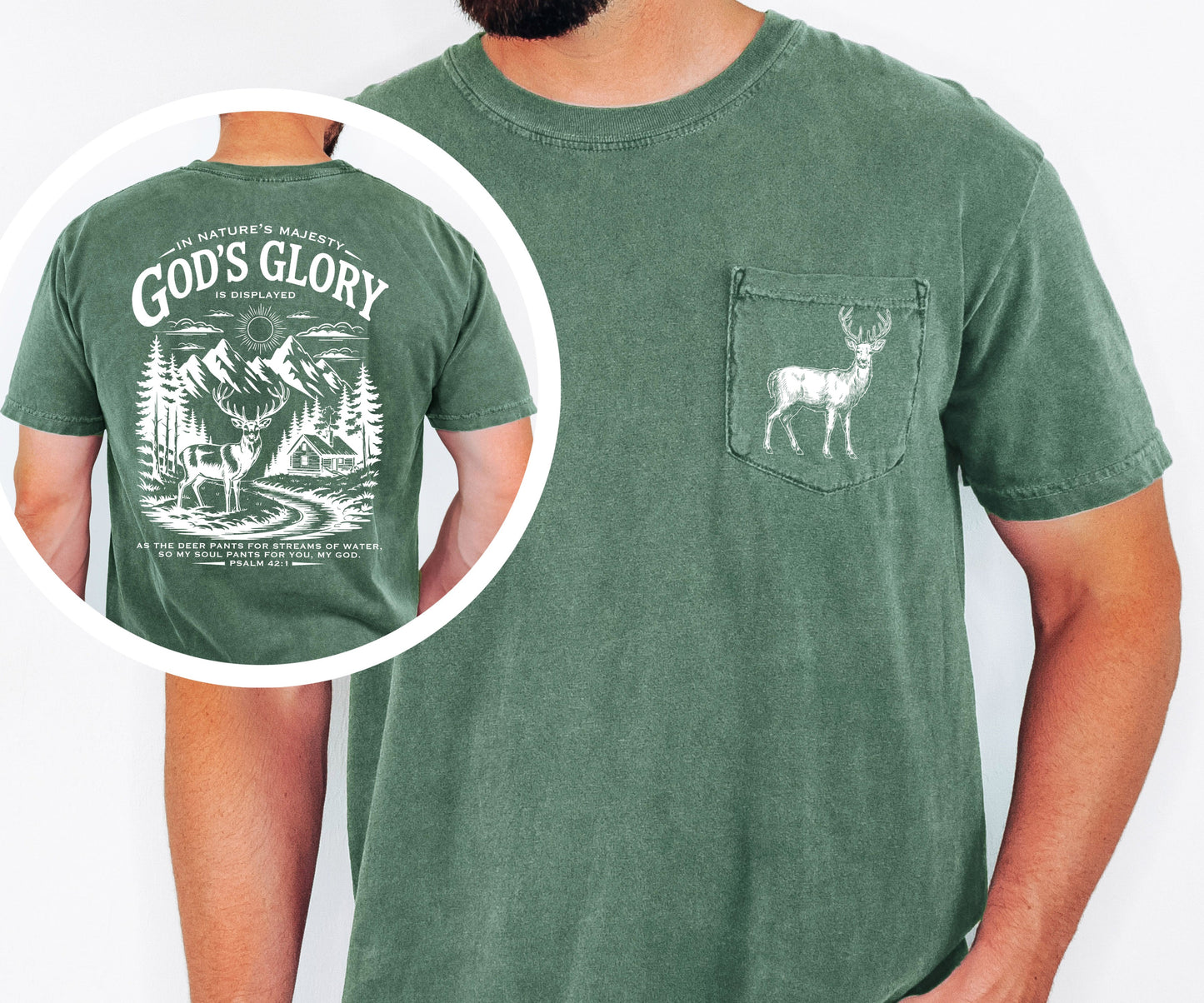 Christian Deer God's Glory Pocket T-shirt