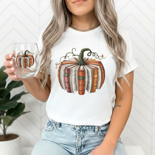 Pumpkin Book Lover Wine Glass Combo Set