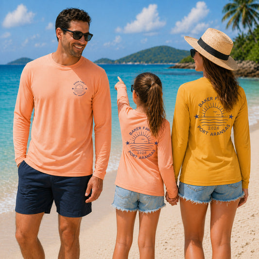 UPF 50+ Family Vacation Beach Destination, Kids & Adult Sizes