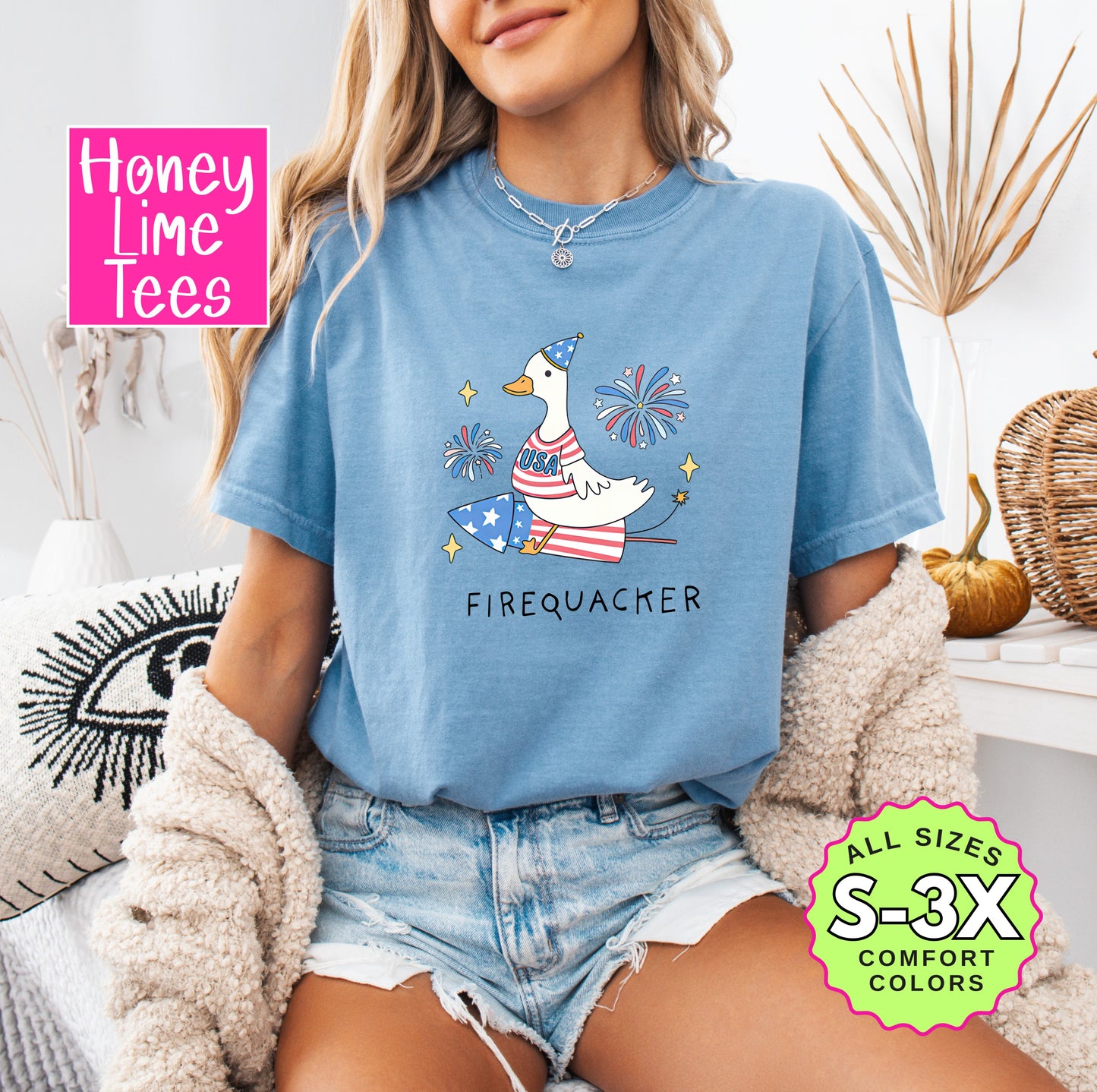 Firequacker Patriotic Shirt – Summer Graphic Tee  Comfort Colors® – July 4th Shirt