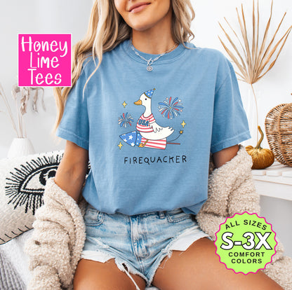 Firequacker Patriotic Shirt – Summer Graphic Tee  Comfort Colors® – July 4th Shirt