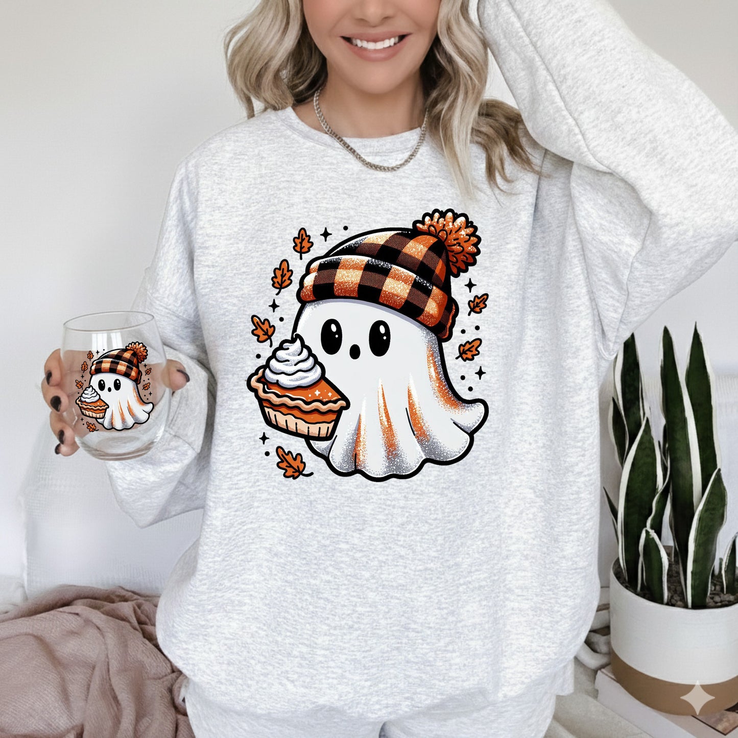Pumpkin Pie Ghost Wine Glass Combo Set