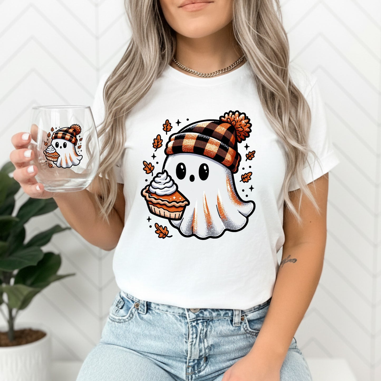 Pumpkin Pie Ghost Wine Glass Combo Set