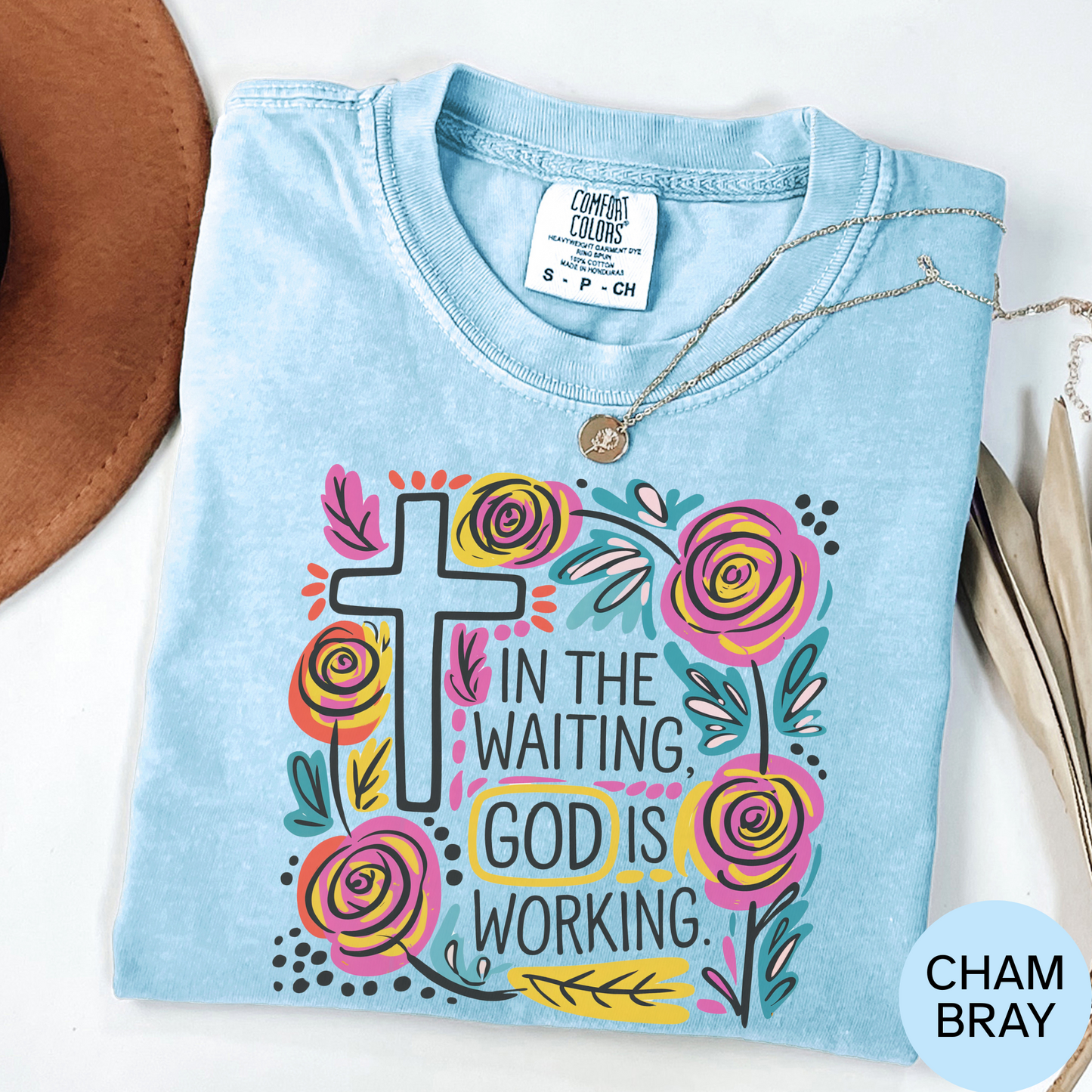 In The Waiting God Is Working T Shirt Christian Faith Graphic Tee
