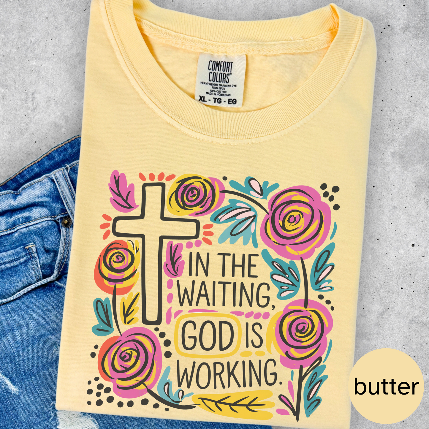 In The Waiting God Is Working T Shirt Christian Faith Graphic Tee