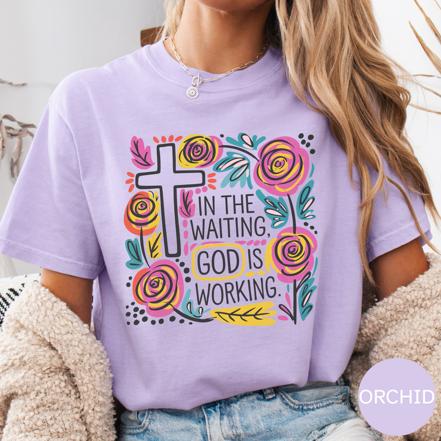 In The Waiting God Is Working T Shirt Christian Faith Graphic Tee