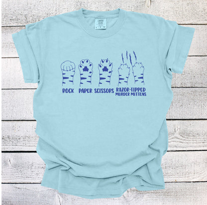 Rock Paper Scissors Razor Sharp Murder Mittens Cat Shirt