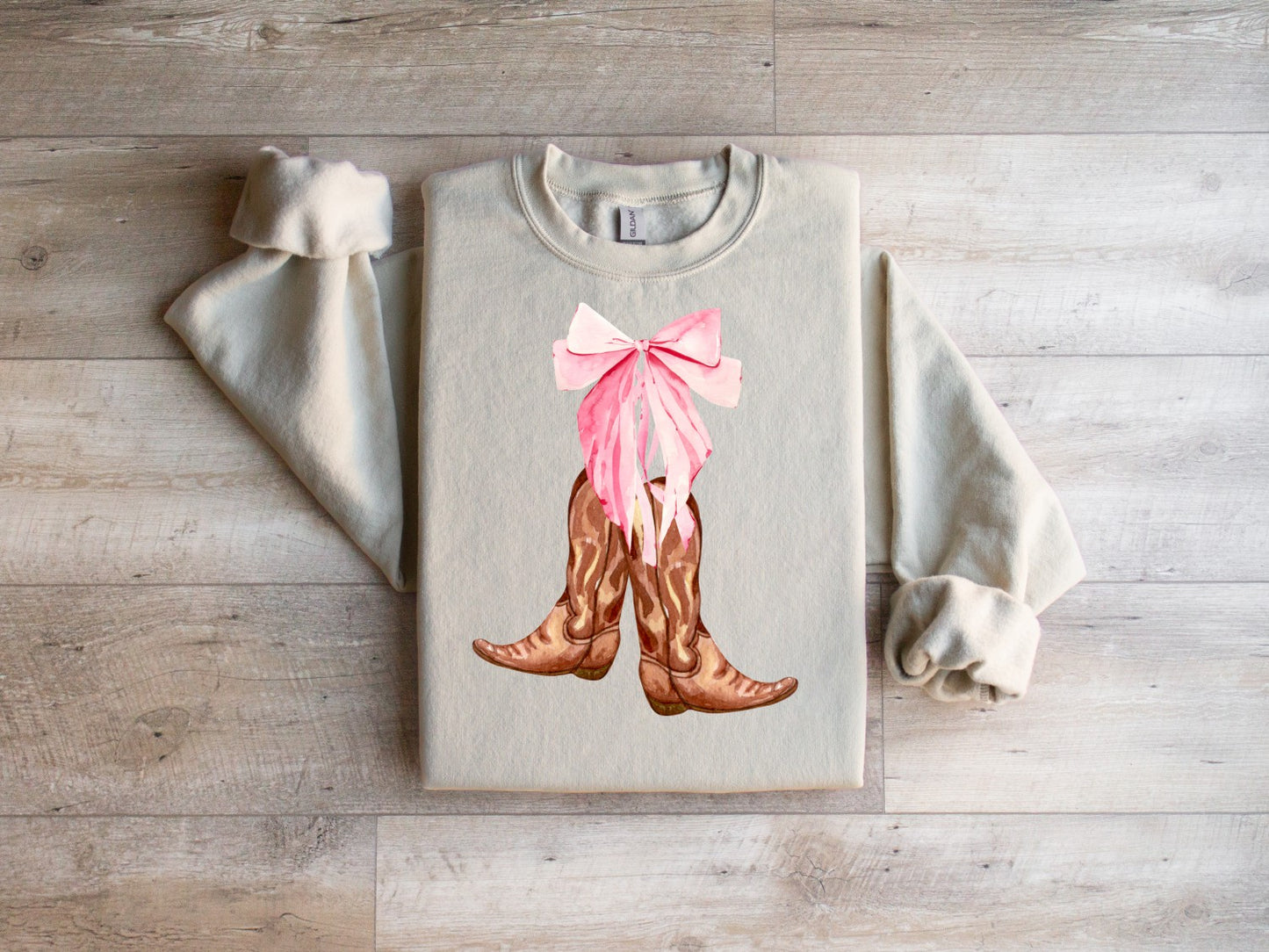 Coquette Cowboy Boots Bow Sweatshirt