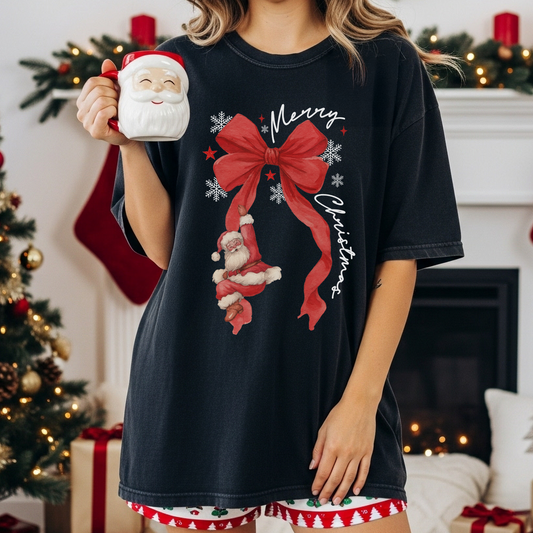 Merry Christmas Santa Bow T-shirt