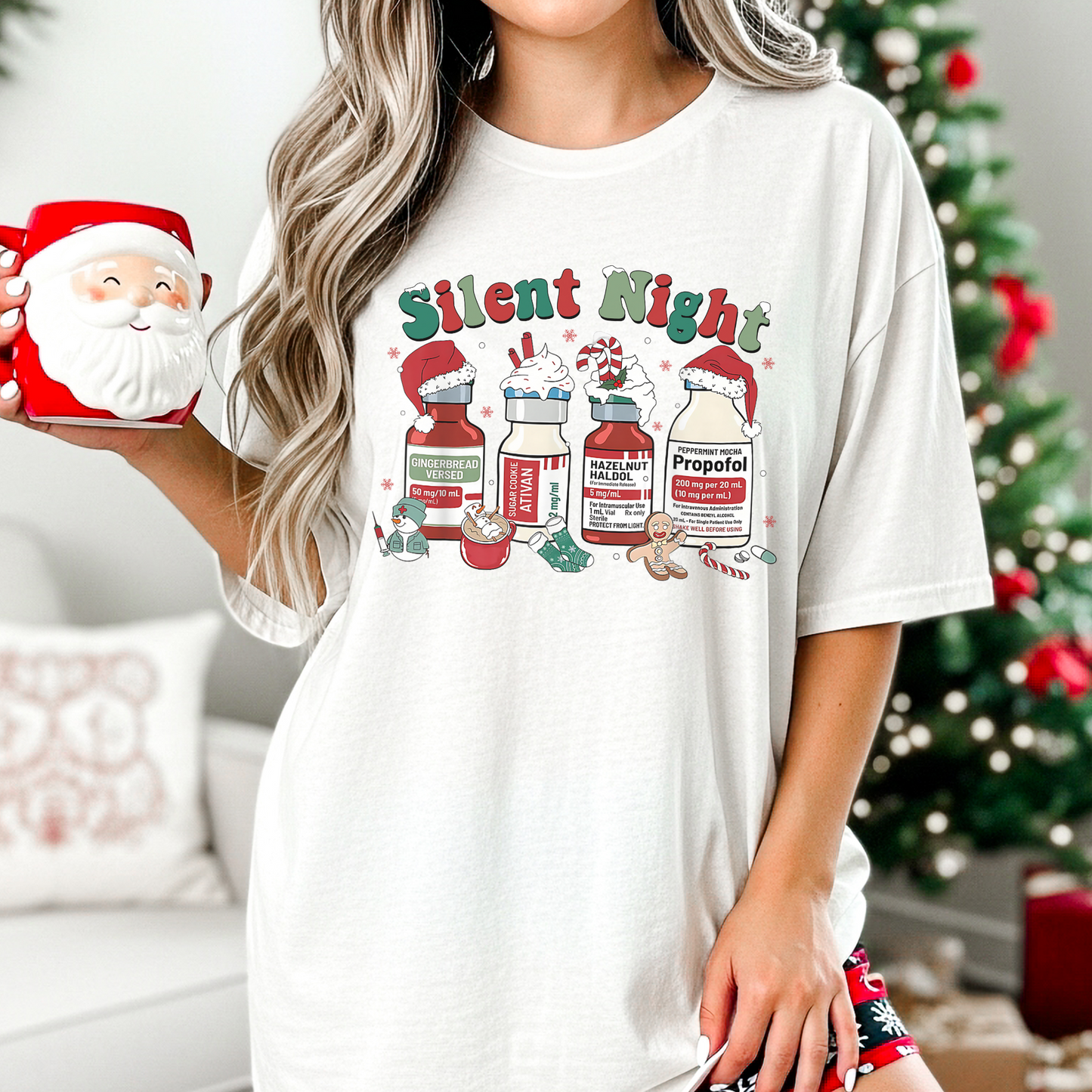 Funny Silent Night Nurse Pills Christmas Shirt