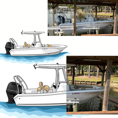 Personalized Boat Illustration Digital Drawing Artwork for Shirt Order