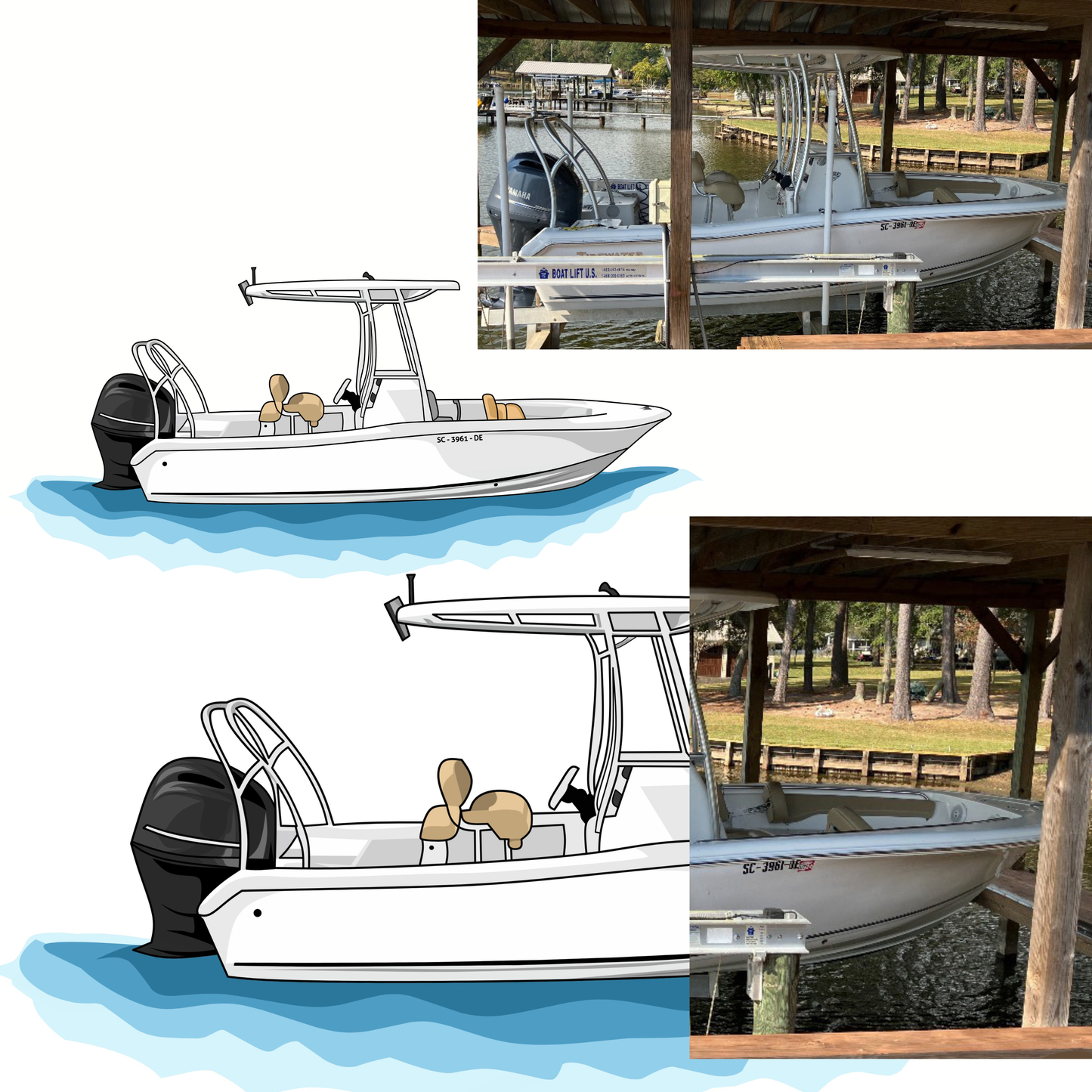 Personalized Boat Illustration Digital Drawing Artwork for Shirt Order