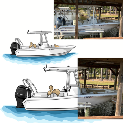 Personalized Boat Illustration Digital Drawing Artwork for Shirt Order