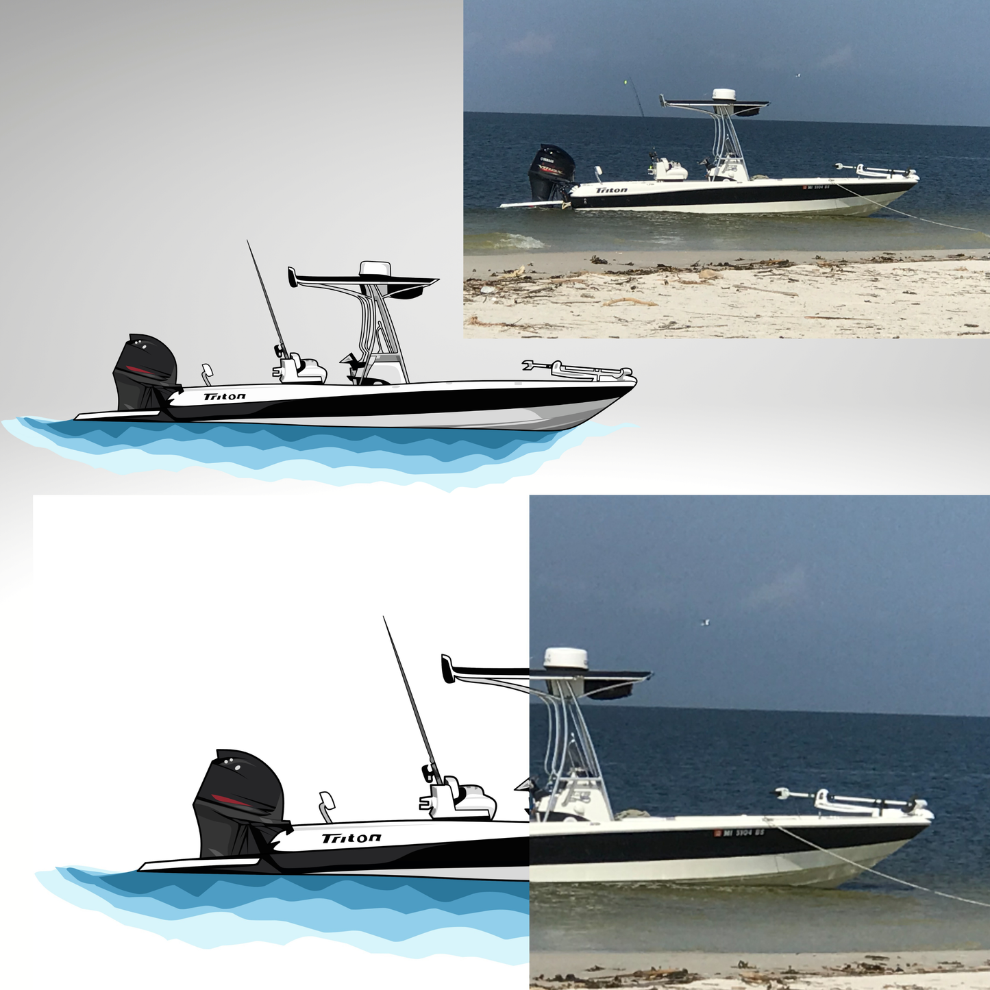 Personalized Boat Illustration Digital Drawing Artwork for Shirt Order