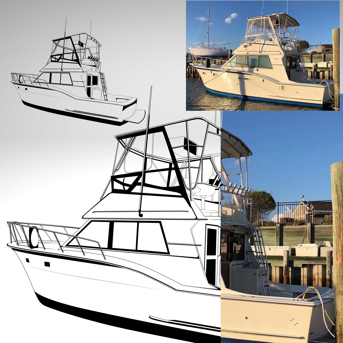 LINE DRAWING Boat Illustration Digital Drawing Artwork for Shirt Order
