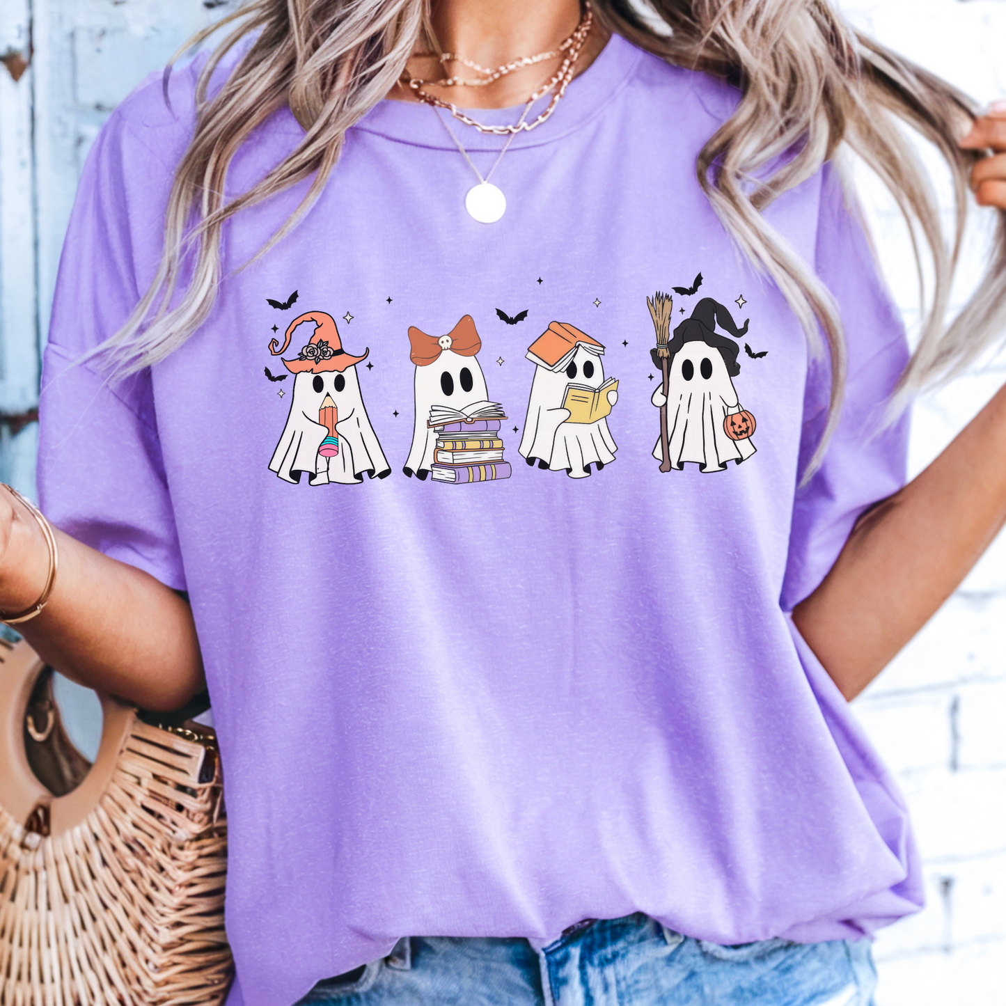 Spooky Ghosts with Books Teacher Shirt