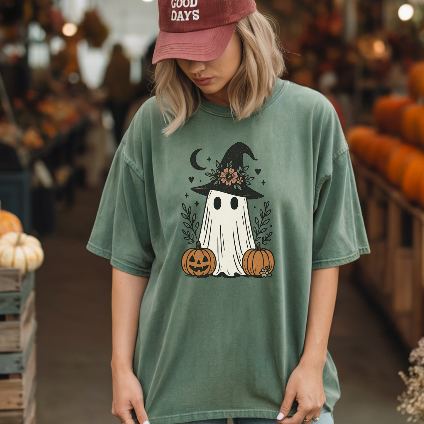 Witchy Ghost and Pumpkins Shirt