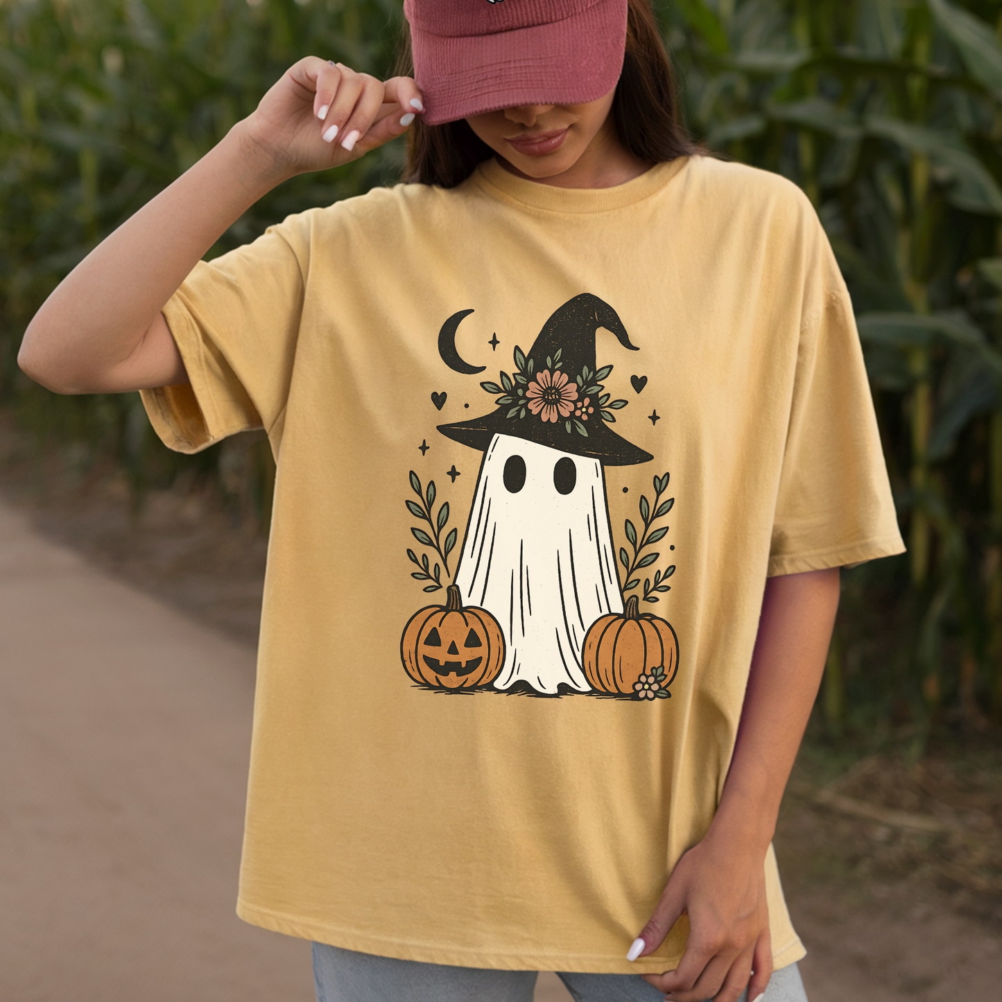 Witchy Ghost and Pumpkins Shirt