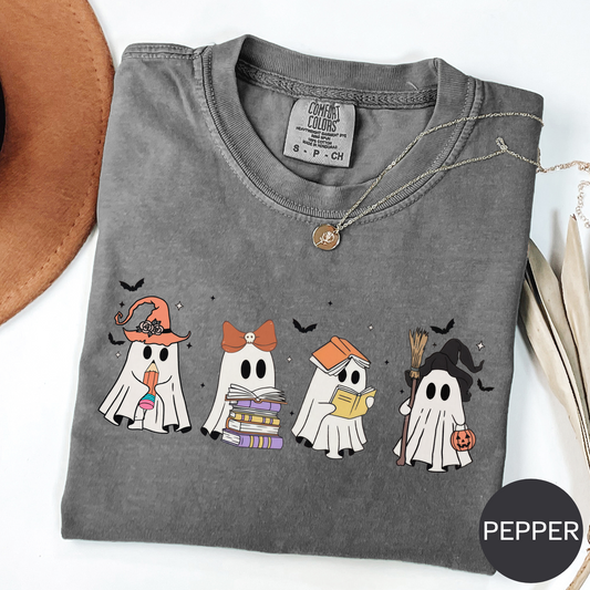 Spooky Ghosts with Books Teacher Shirt