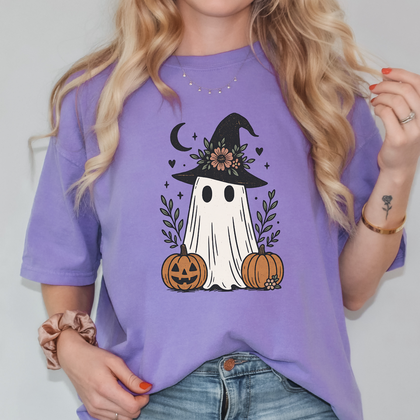 Witchy Ghost and Pumpkins Shirt