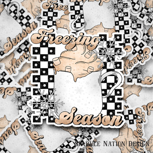 Freezing Season Hot Cocoa Christmas Sticker