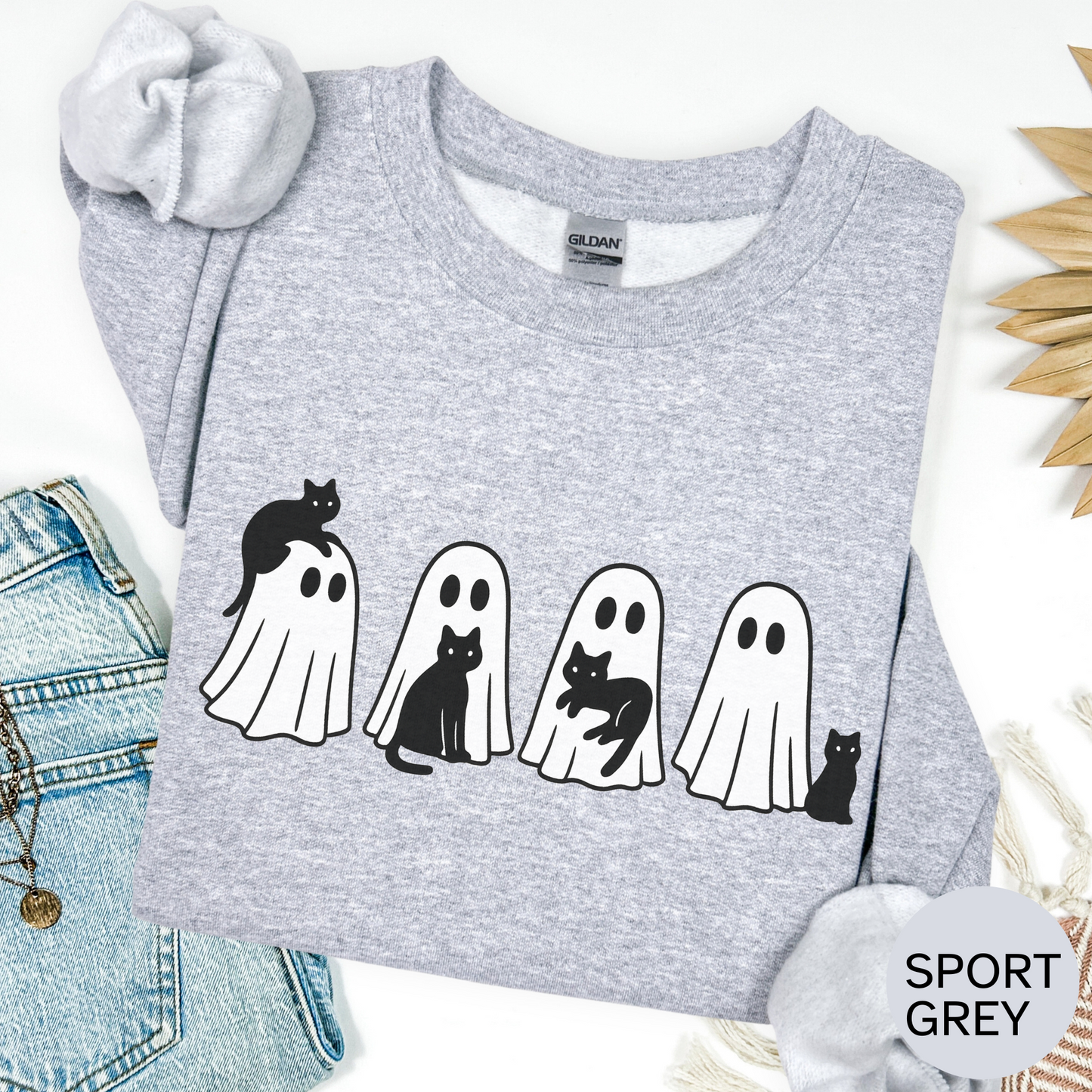 Ghosts and Cats Halloween Sweatshirt